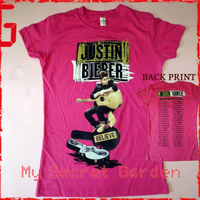Justin Bieber - Believe Tour 2012/ 2013 Official Women Hot Pink T Shirt ( S ) ***READY TO SHIP from Hong Kong***
